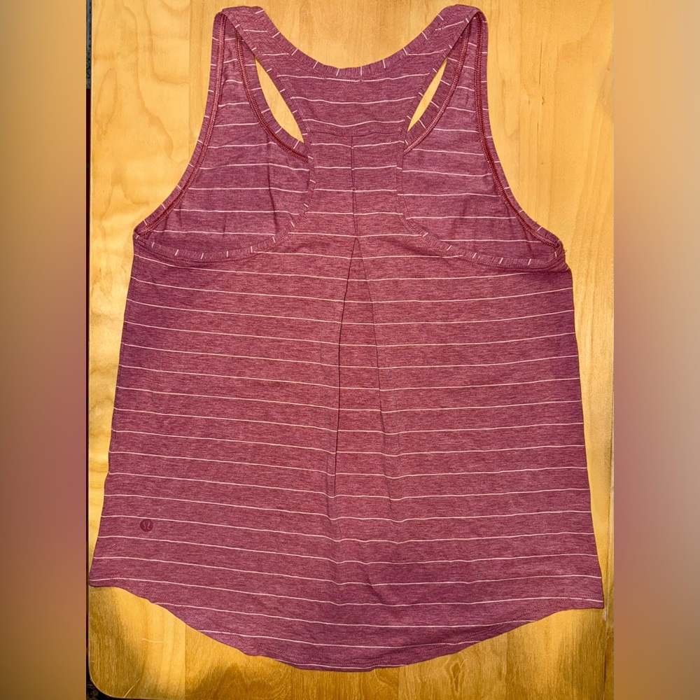 Lululemon Love Tank *Pleated in Short Serve Stripe Heathered So Merlot White - Picture 8 of 14